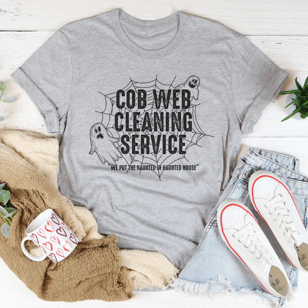 Cob Web Cleaning Service Tee Peachy Sunday