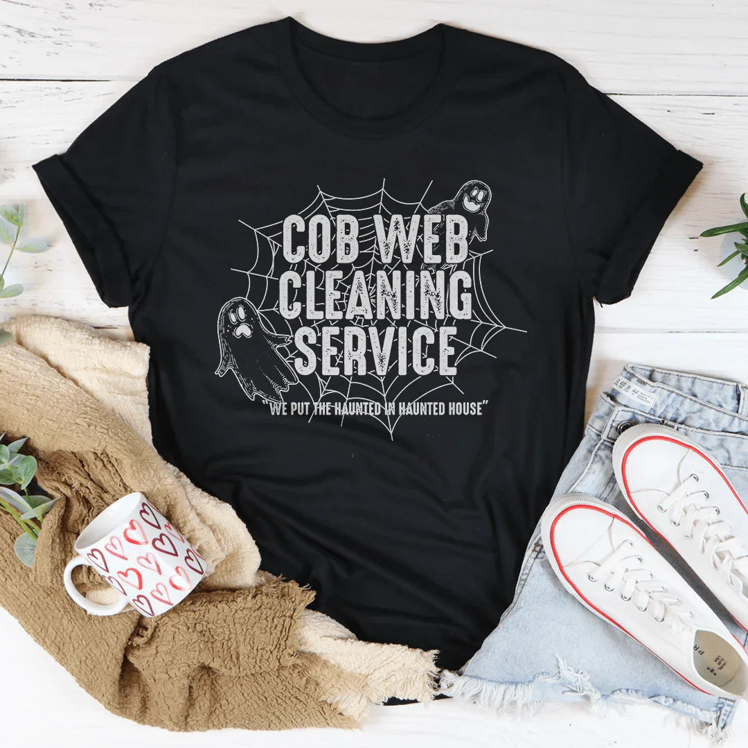 Cob Web Cleaning Service Tee Peachy Sunday