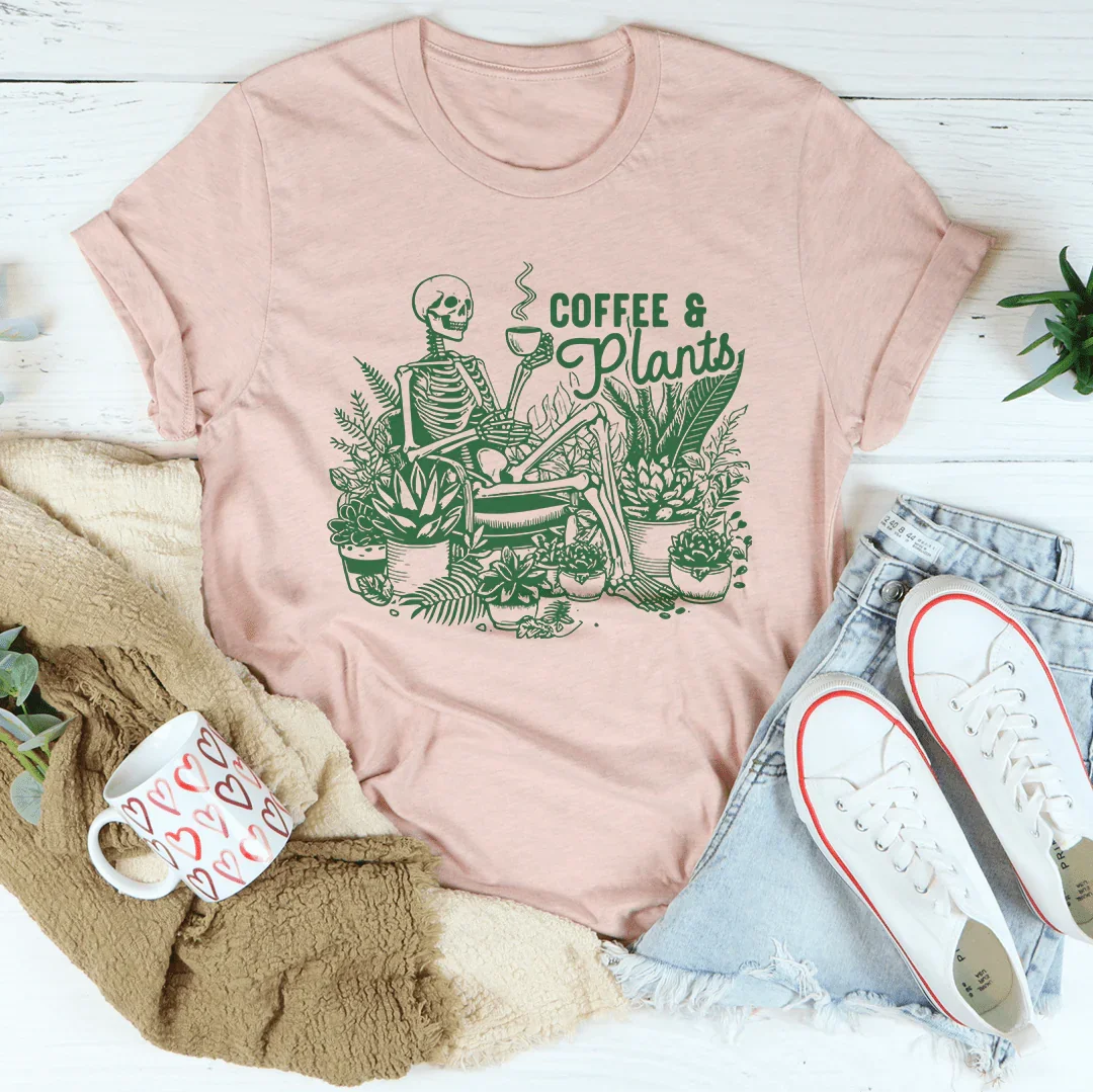 Coffee And Plants Tee Peachy Sunday