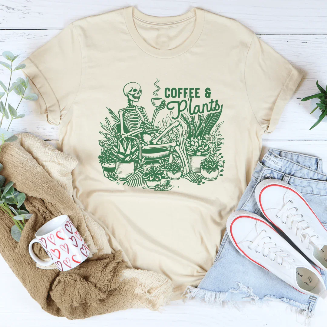 Coffee And Plants Tee Peachy Sunday