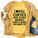Coffee Curves & Cuss Words Tee - SJB-DIAMOND ELITES