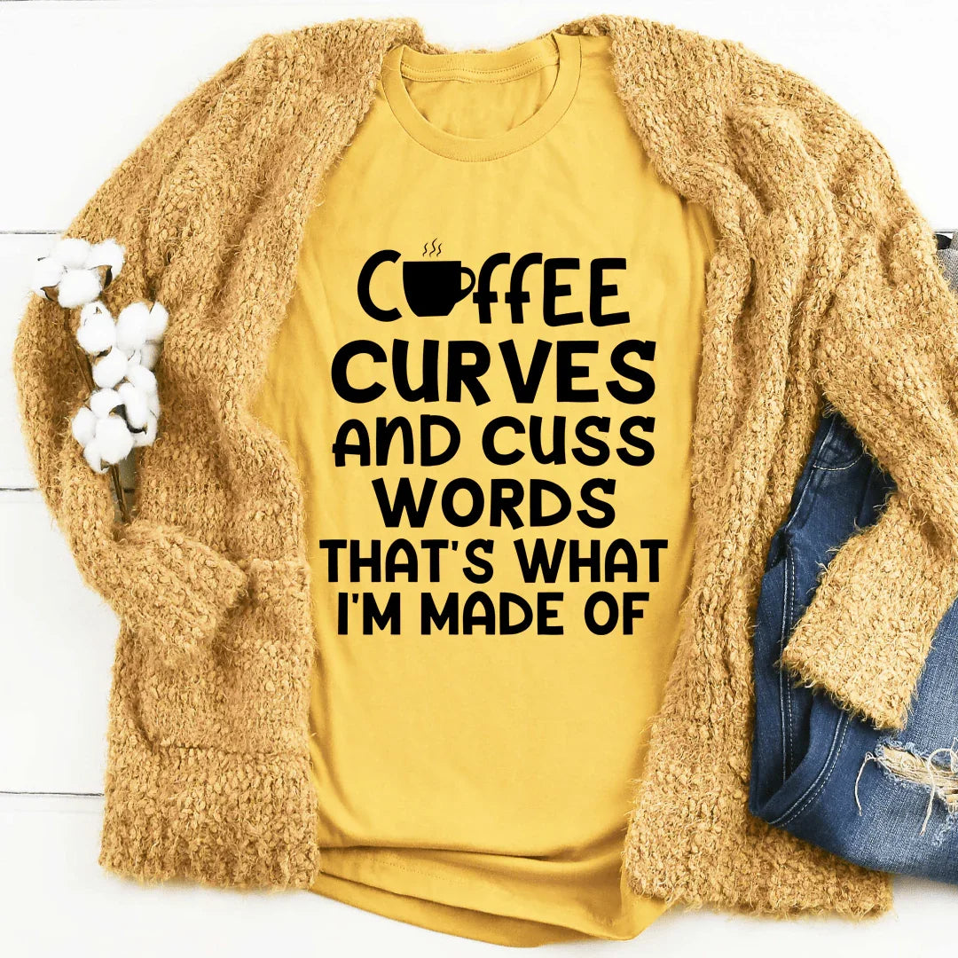 Coffee Curves & Cuss Words Tee - SJB-DIAMOND ELITES