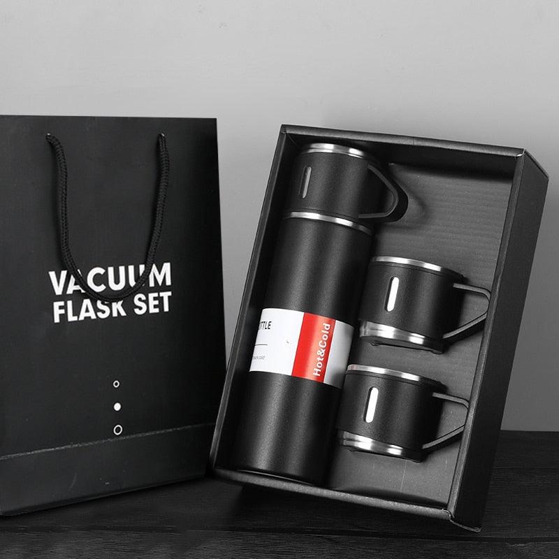 Coffee Thermos 500ml Water Bottle Portable Thermal Travel Sports Mug In-Car Insulated Cup Stainless Steel Vacuum Flasks Double Layer Stainless Steel Vacuum Flask Set with 3 Cups Including Lid Stevvex