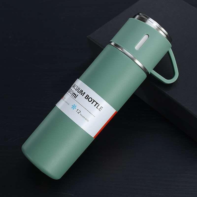 Coffee Thermos 500ml Water Bottle Portable Thermal Travel Sports Mug In-Car Insulated Cup Stainless Steel Vacuum Flasks Double Layer Stainless Steel Vacuum Flask Set with 3 Cups Including Lid Stevvex