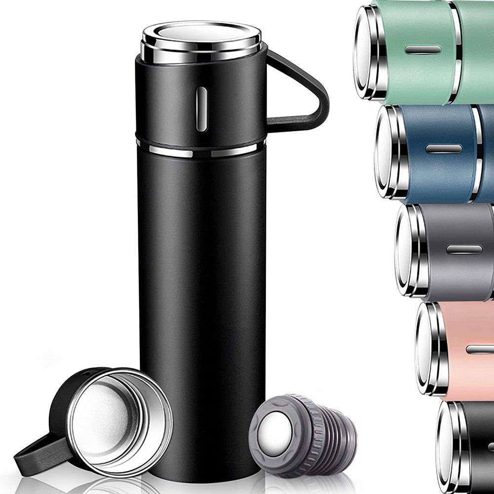 Coffee Thermos 500ml Water Bottle Portable Thermal Travel Sports Mug In-Car Insulated Cup Stainless Steel Vacuum Flasks Double Layer Stainless Steel Vacuum Flask Set with 3 Cups Including Lid Stevvex