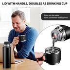 Coffee Thermos 500ml Water Bottle Portable Thermal Travel Sports Mug In-Car Insulated Cup Stainless Steel Vacuum Flasks Double Layer Stainless Steel Vacuum Flask Set with 3 Cups Including Lid Stevvex