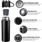 Coffee Thermos 500ml Water Bottle Portable Thermal Travel Sports Mug In-Car Insulated Cup Stainless Steel Vacuum Flasks Double Layer Stainless Steel Vacuum Flask Set with 3 Cups Including Lid Stevvex