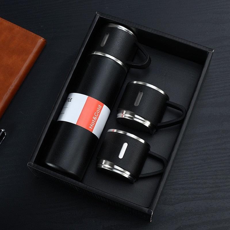 Coffee Thermos 500ml Water Bottle Portable Thermal Travel Sports Mug In-Car Insulated Cup Stainless Steel Vacuum Flasks Double Layer Stainless Steel Vacuum Flask Set with 3 Cups Including Lid Stevvex