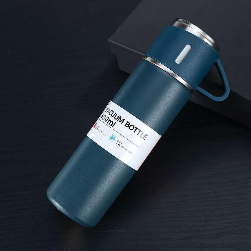 Coffee Thermos 500ml Water Bottle Portable Thermal Travel Sports Mug In-Car Insulated Cup Stainless Steel Vacuum Flasks Double Layer Stainless Steel Vacuum Flask Set with 3 Cups Including Lid Stevvex
