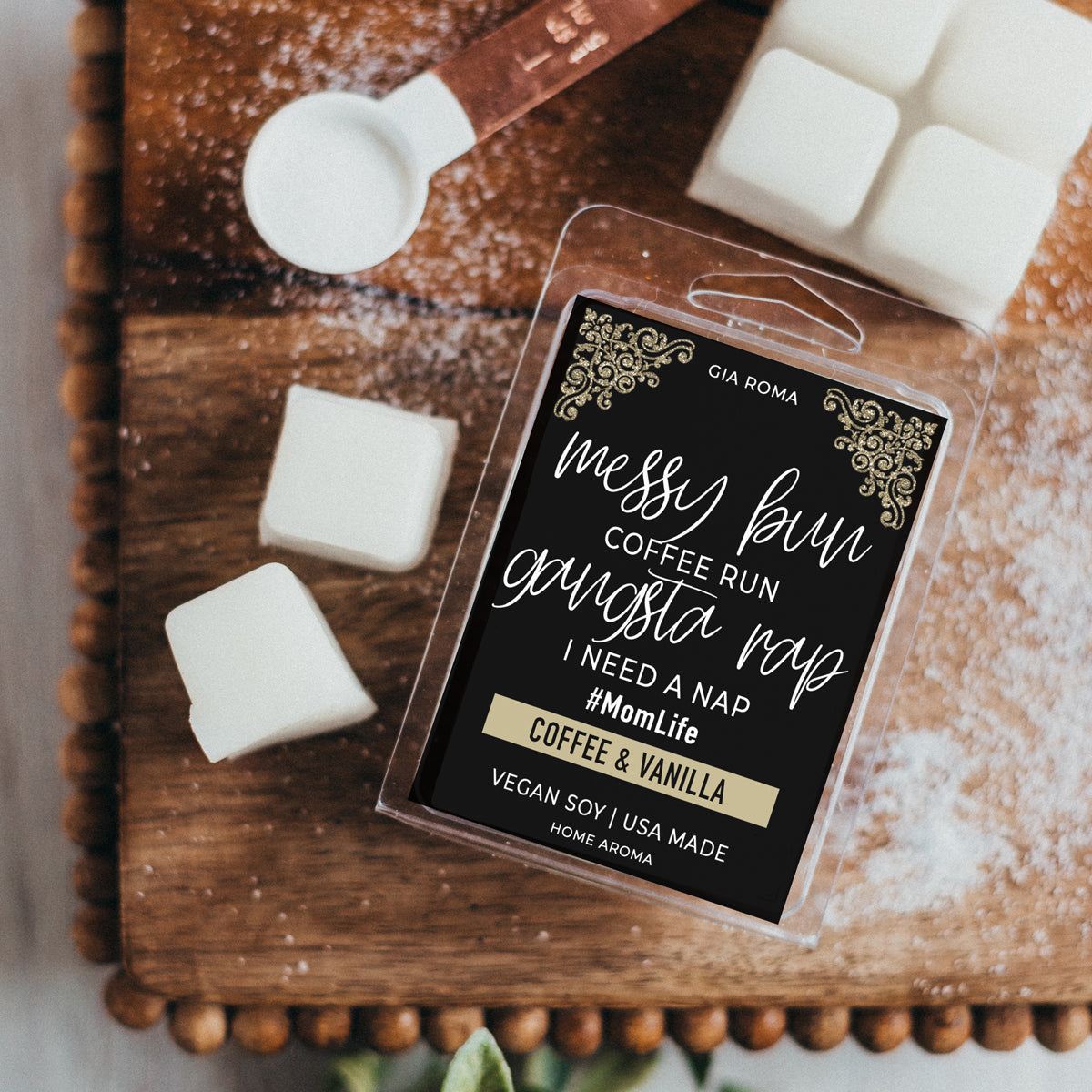 Coffee And Vanilla Scented Candle Messy Bun Quote Aromatherapy Vanilla Coffee Home Fragrance BandsCo Straps