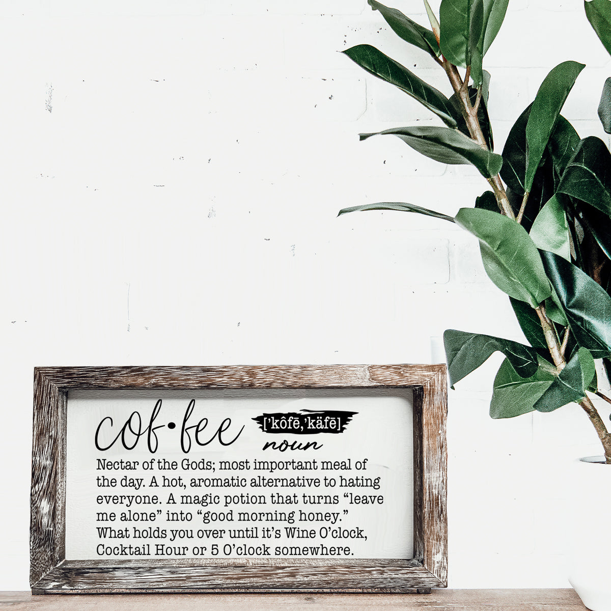 Coffee Definition Wooden Sign For Coffee Bar Decor Rustic Kitchen Wall Art Scientific Humor BandsCo Straps