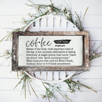 Coffee Definition Wooden Sign For Coffee Bar Decor Rustic Kitchen Wall Art Scientific Humor BandsCo Straps