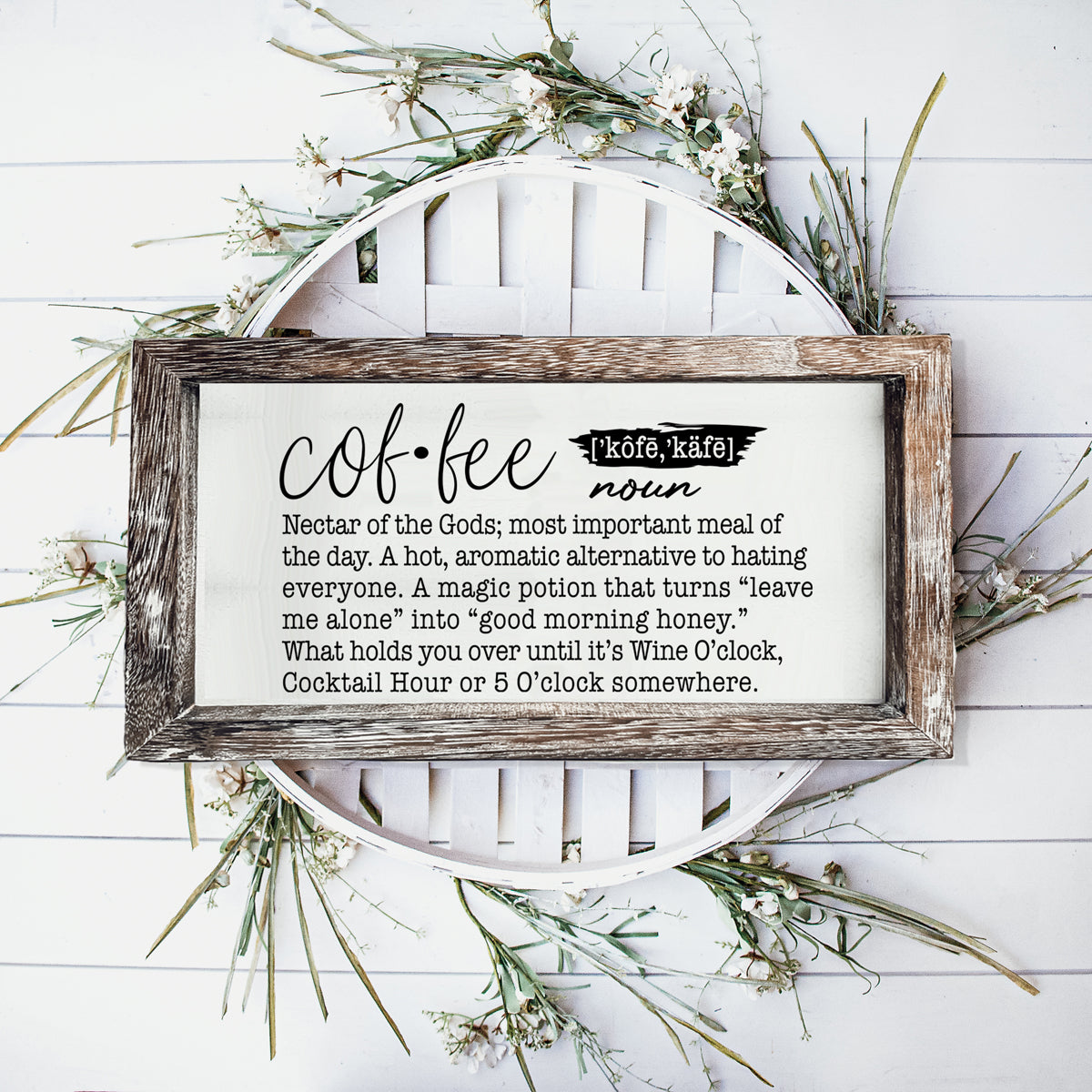Coffee Definition Wooden Sign For Coffee Bar Decor Rustic Kitchen Wall Art Scientific Humor BandsCo Straps