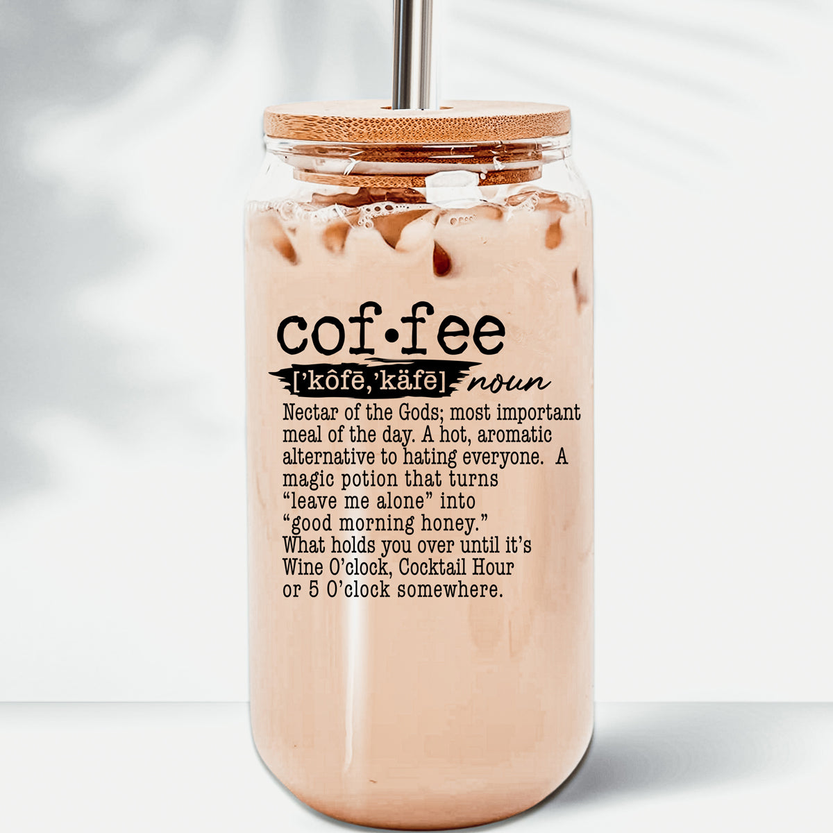 17oz Coffee Glass Tumbler With Bamboo Lid And Reusable Straw For Hot Cold BandsCo Straps