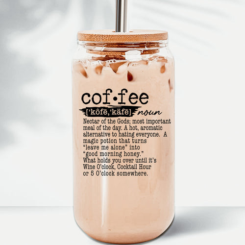 17oz Coffee Glass Tumbler With Bamboo Lid And Reusable Straw For Hot Cold BandsCo Straps