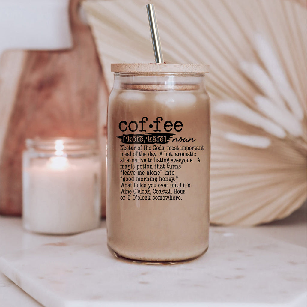 17oz Coffee Glass Tumbler With Bamboo Lid And Reusable Straw For Hot Cold BandsCo Straps