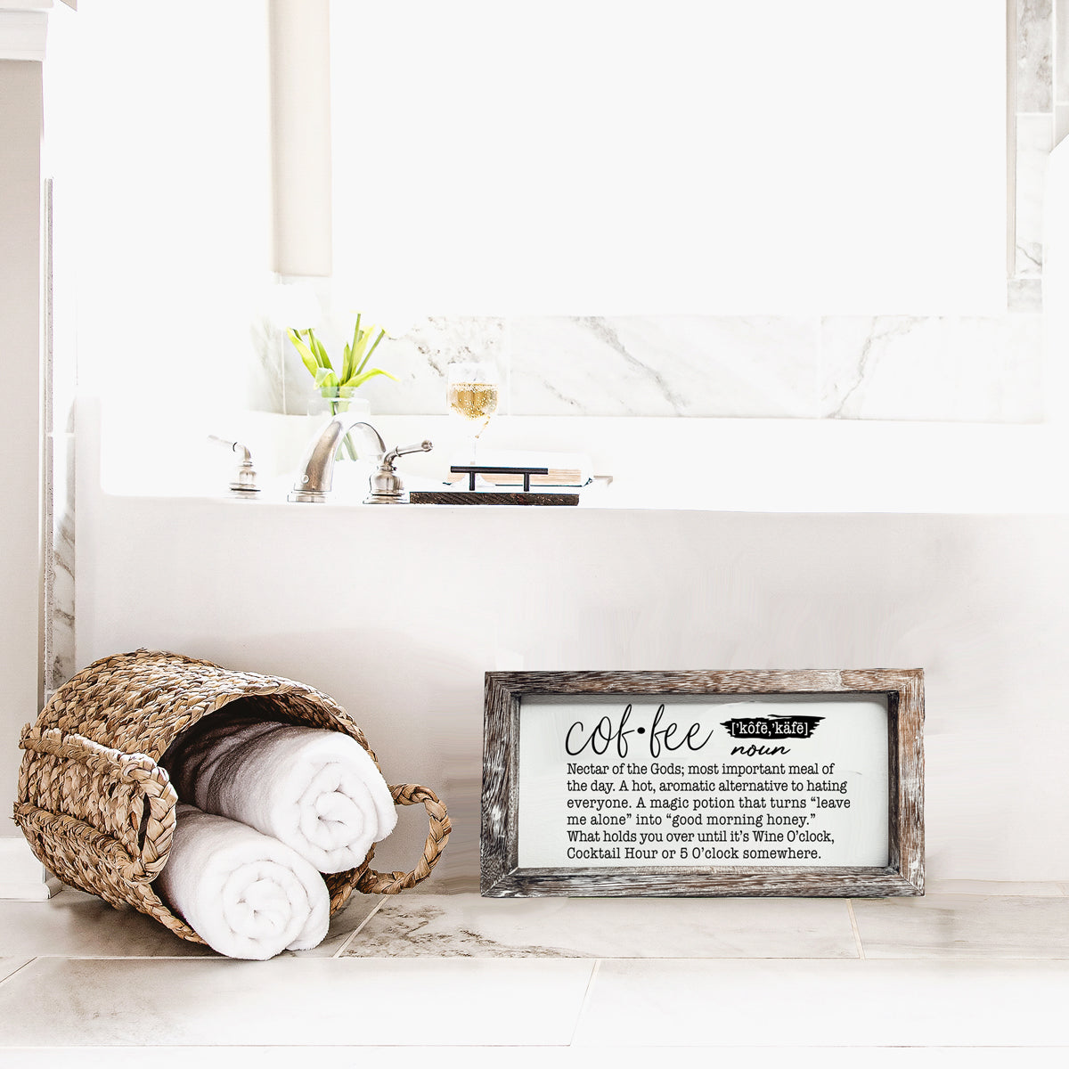 Coffee Definition Wooden Sign For Coffee Bar Decor Rustic Kitchen Wall Art Scientific Humor BandsCo Straps
