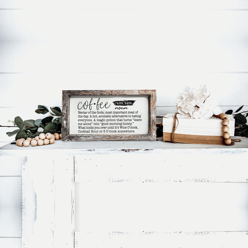 Coffee Definition Wooden Sign For Coffee Bar Decor Rustic Kitchen Wall Art Scientific Humor BandsCo Straps