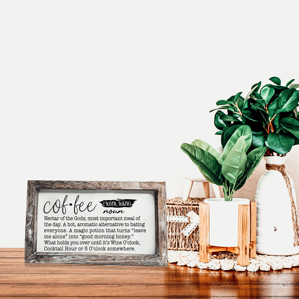 Coffee Definition Wooden Sign For Coffee Bar Decor Rustic Kitchen Wall Art Scientific Humor BandsCo Straps