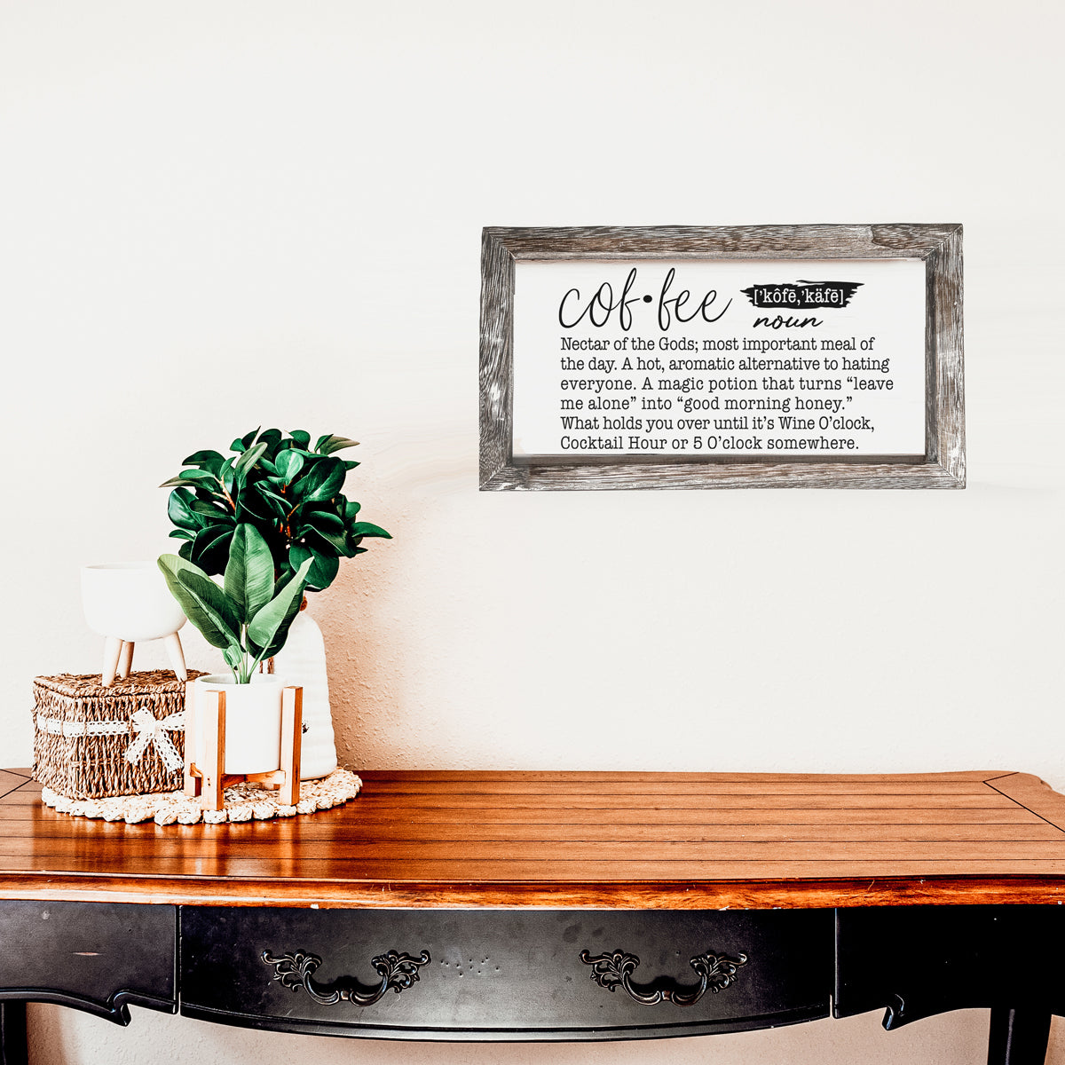 Coffee Definition Wooden Sign For Coffee Bar Decor Rustic Kitchen Wall Art Scientific Humor BandsCo Straps