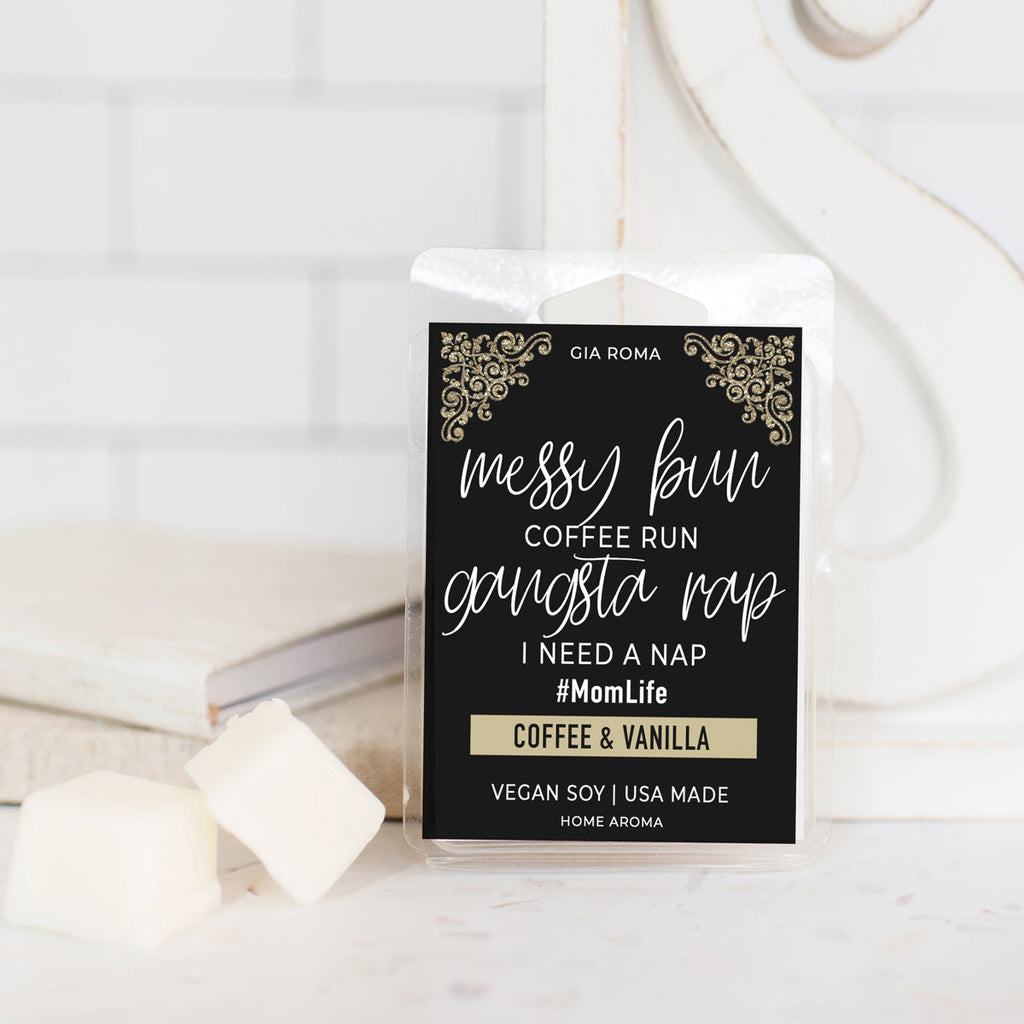Coffee And Vanilla Scented Candle Messy Bun Quote Aromatherapy Vanilla Coffee Home Fragrance BandsCo Straps