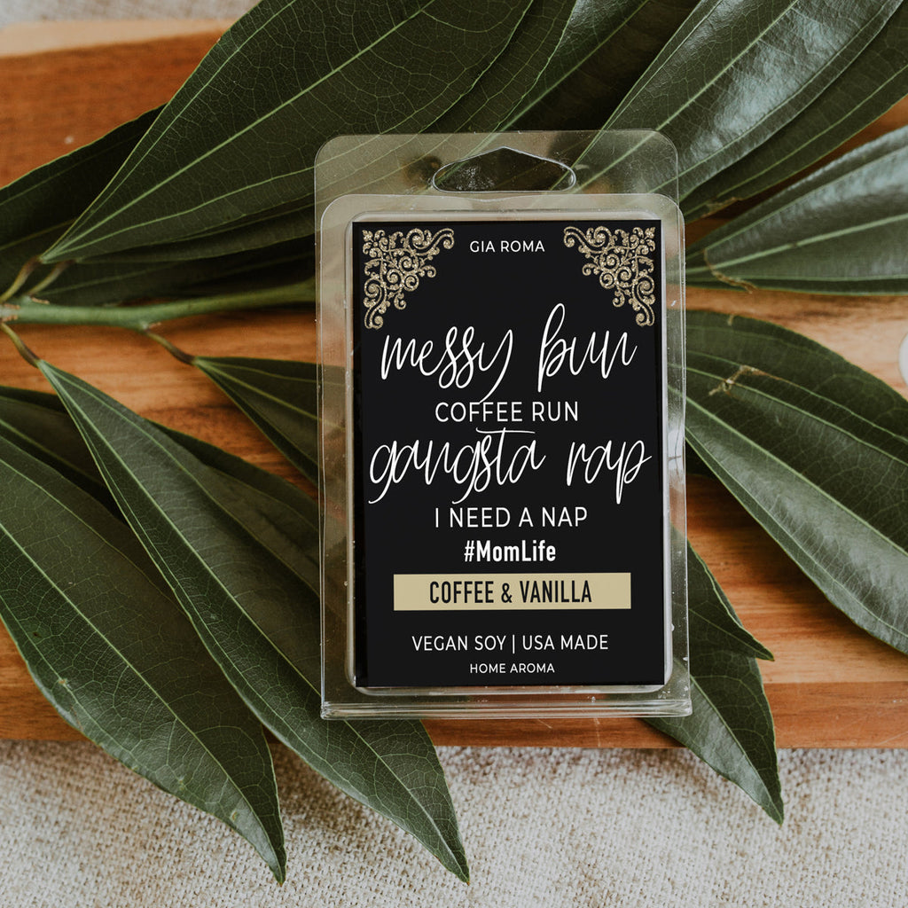 Coffee And Vanilla Scented Candle Messy Bun Quote Aromatherapy Vanilla Coffee Home Fragrance BandsCo Straps