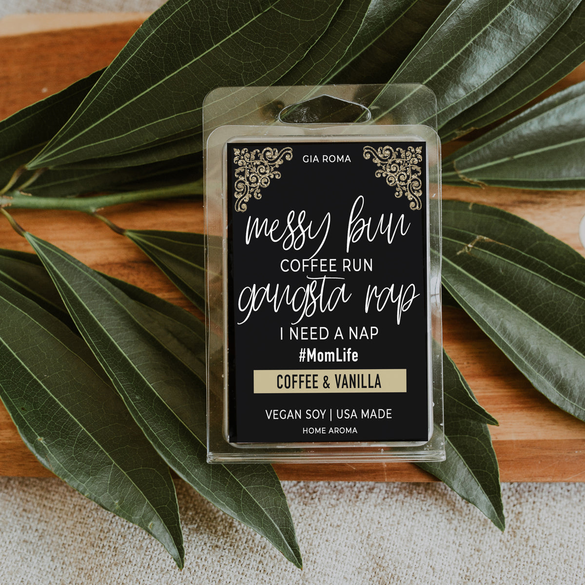Coffee And Vanilla Scented Candle Messy Bun Quote Aromatherapy Vanilla Coffee Home Fragrance BandsCo Straps