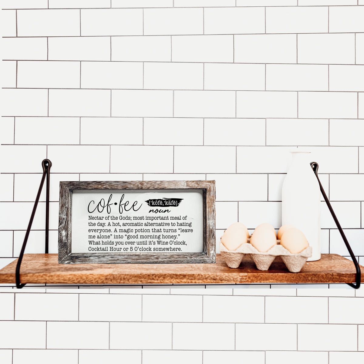 Coffee Definition Wooden Sign For Coffee Bar Decor Rustic Kitchen Wall Art Scientific Humor BandsCo Straps