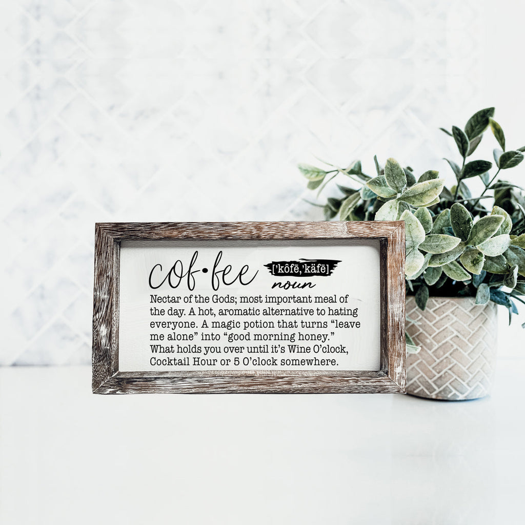 Coffee Definition Wooden Sign For Coffee Bar Decor Rustic Kitchen Wall Art Scientific Humor BandsCo Straps