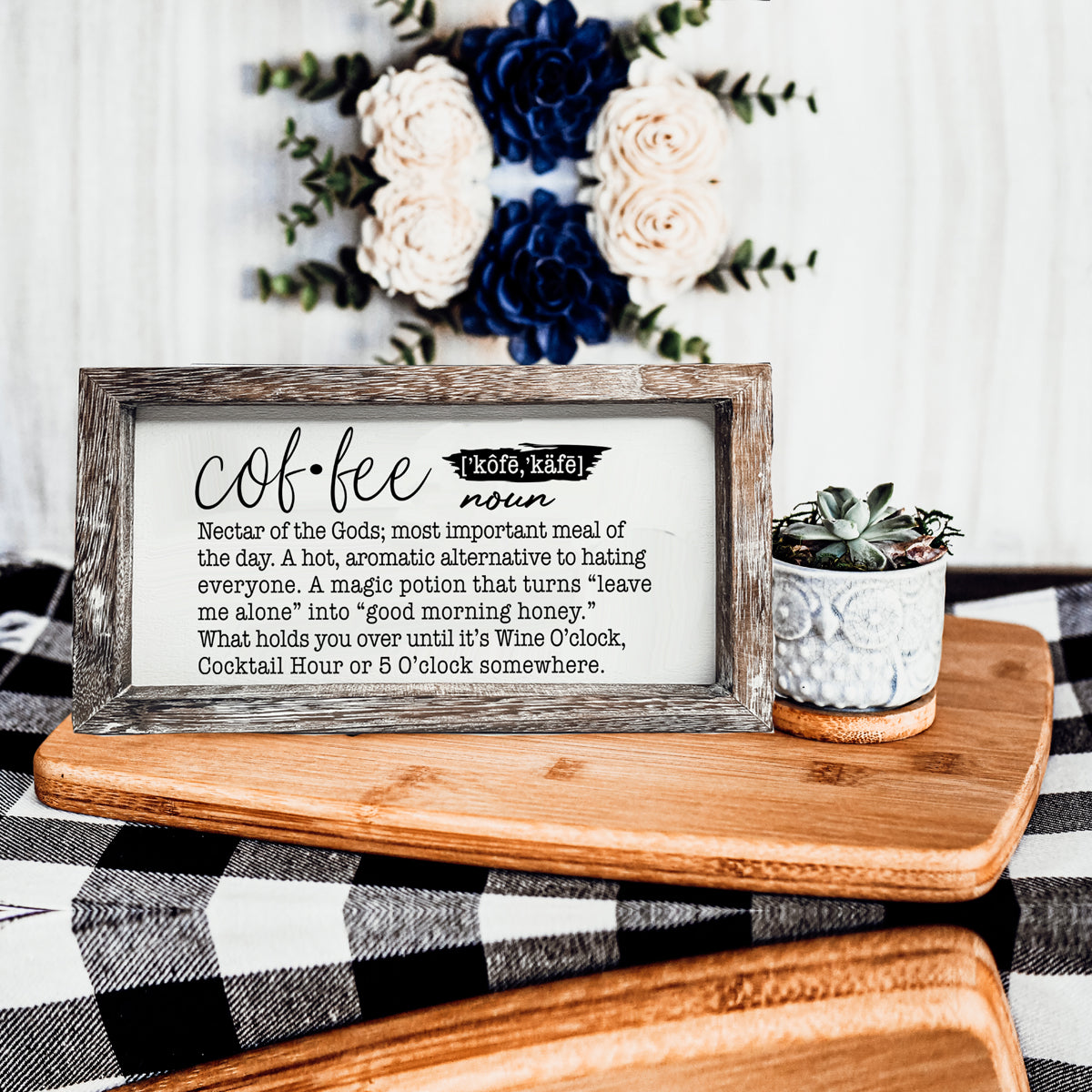 Coffee Definition Wooden Sign For Coffee Bar Decor Rustic Kitchen Wall Art Scientific Humor BandsCo Straps