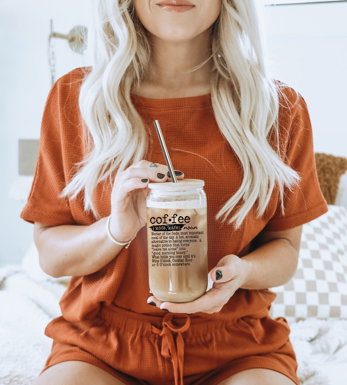 17oz Coffee Glass Tumbler With Bamboo Lid And Reusable Straw For Hot Cold BandsCo Straps