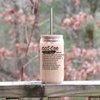 17oz Coffee Glass Tumbler With Bamboo Lid And Reusable Straw For Hot Cold BandsCo Straps