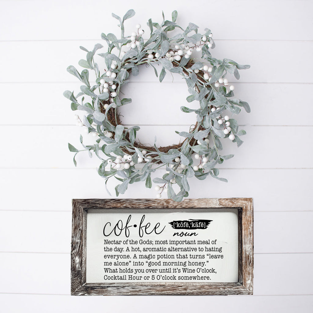 Coffee Definition Wooden Sign For Coffee Bar Decor Rustic Kitchen Wall Art Scientific Humor BandsCo Straps