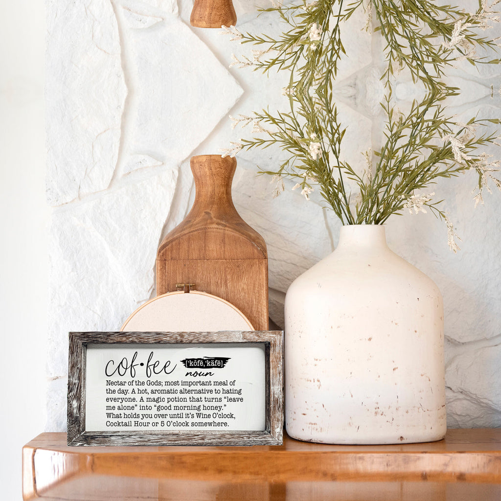 Coffee Definition Wooden Sign For Coffee Bar Decor Rustic Kitchen Wall Art Scientific Humor BandsCo Straps