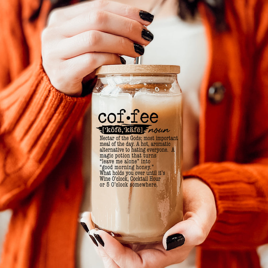 17oz Coffee Glass Tumbler With Bamboo Lid And Reusable Straw For Hot Cold BandsCo Straps