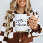 Coffee Whore 16oz Ceramic Coffee Mug - Large Funny Sass Morning Gift BandsCo Straps