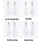 Wooden Inspirational Keychains Double Sided Engraved Motivational Messages Vertical Horizontal BandsCo Straps