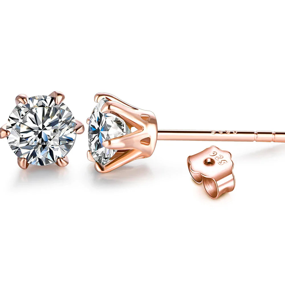 Colored Moissanite 1ct Round Cut Stud Earrings DVVS1 Lab Created 18K Gold BandsCo Straps