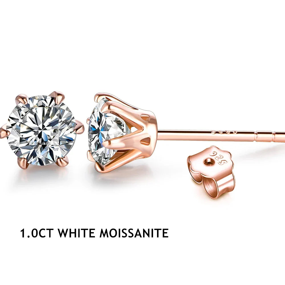 Colored Moissanite 1ct Round Cut Stud Earrings DVVS1 Lab Created 18K Gold BandsCo Straps