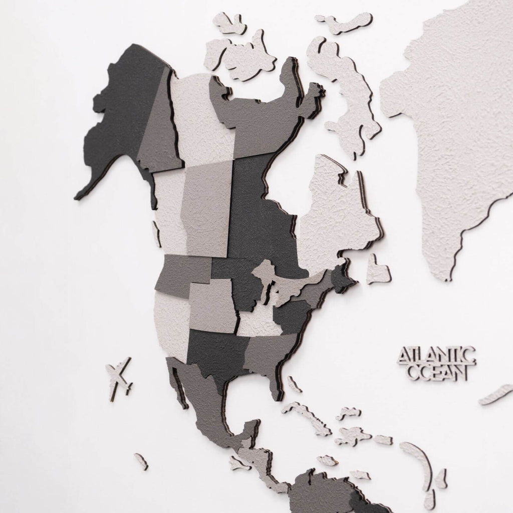 3D Wooden World Map Concrete Enjoy The Wood