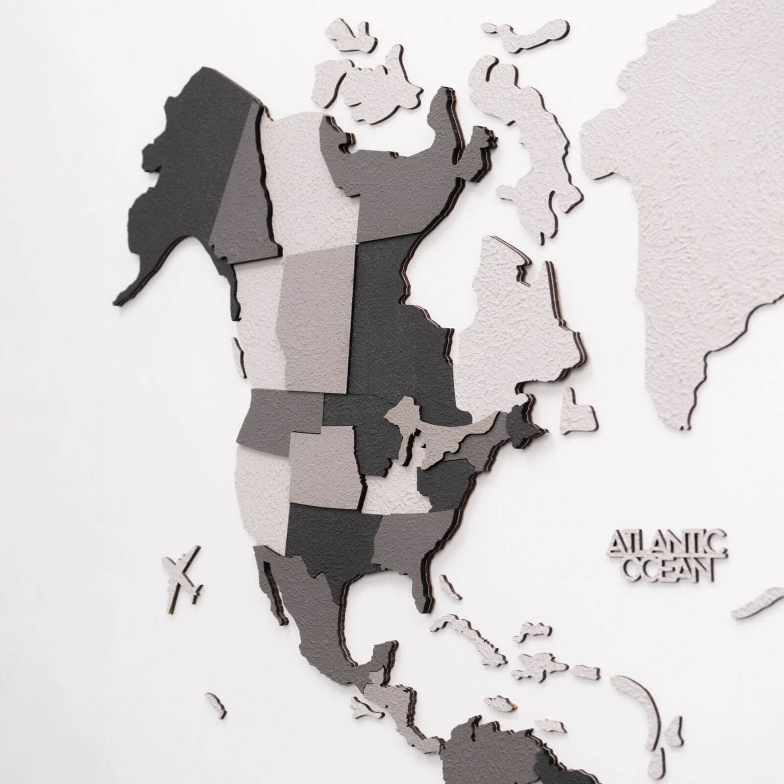 3D Wooden World Map Concrete Enjoy The Wood