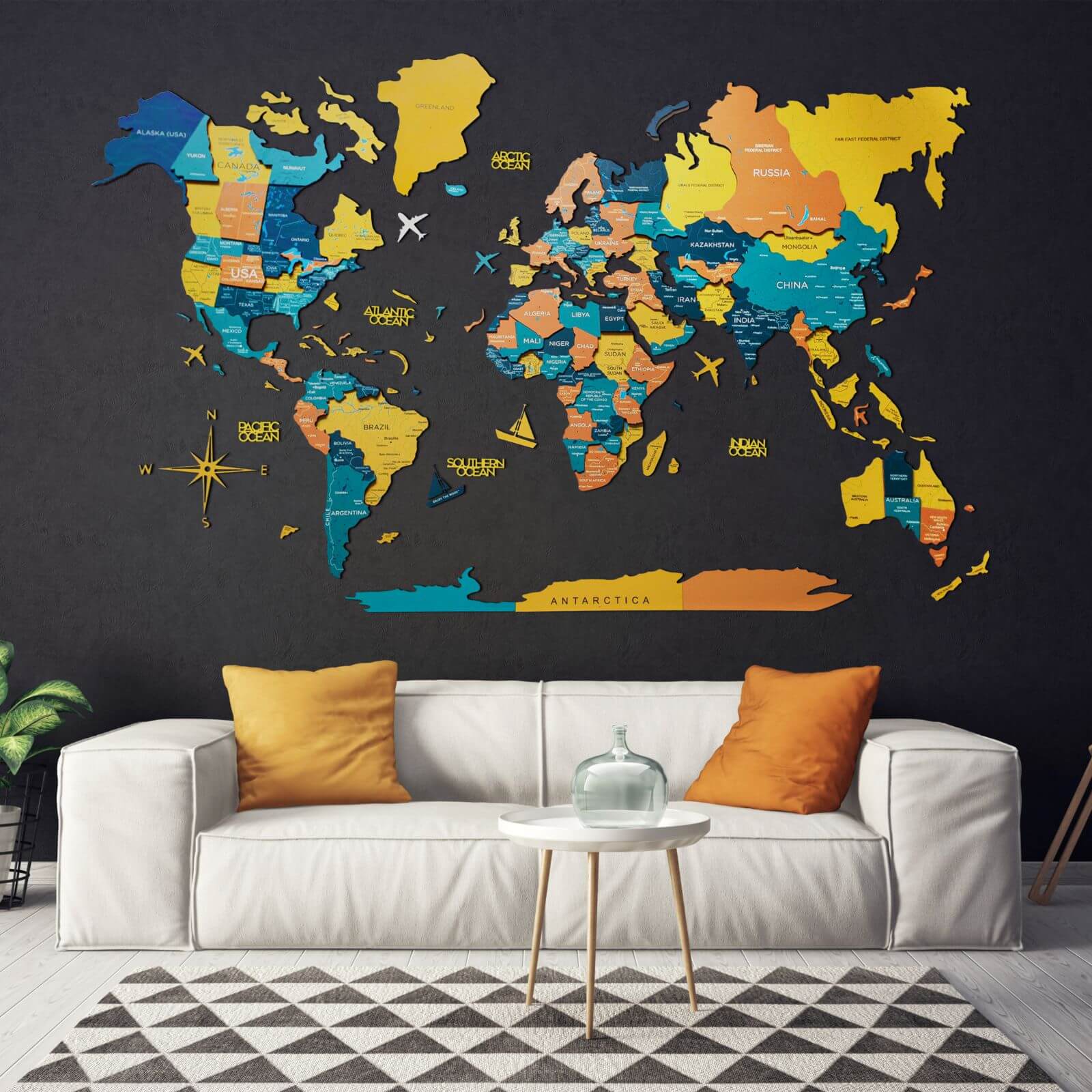 3D Wooden World Map Indie Enjoy The Wood