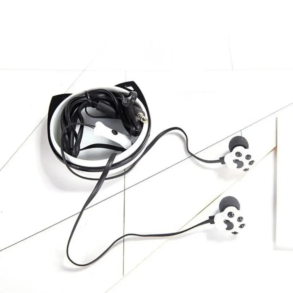 Colorful Cartoon Cute Cat Claw Earphones 3.5mm Jack Wired Simple Earphone Storage Modern Case Stereo in-Ear Headphone With Mic Best Gift For Girls And Kids Stevvex