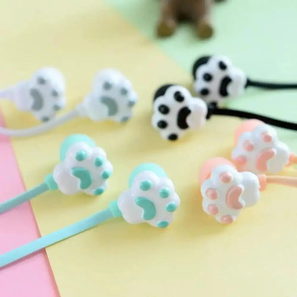 Colorful Cartoon Cute Cat Claw Earphones 3.5mm Jack Wired Simple Earphone Storage Modern Case Stereo in-Ear Headphone With Mic Best Gift For Girls And Kids Stevvex