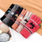 Colorful Christmas Deer Printed Warm Autumn Winter Comfortable Gloves For Men Women Cute Unisex Stylish Design Soft Full Finger Gloves Stevvex