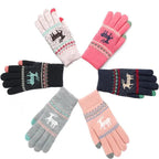 Colorful Christmas Deer Printed Warm Autumn Winter Comfortable Gloves For Men Women Cute Unisex Stylish Design Soft Full Finger Gloves Stevvex