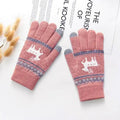 Colorful Christmas Deer Printed Warm Autumn Winter Comfortable Gloves For Men Women Cute Unisex Stylish Design Soft Full Finger Gloves Stevvex