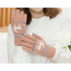 Colorful Christmas Deer Printed Warm Autumn Winter Comfortable Gloves For Men Women Cute Unisex Stylish Design Soft Full Finger Gloves Stevvex