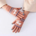 Colorful Christmas Deer Printed Warm Autumn Winter Comfortable Gloves For Men Women Cute Unisex Stylish Design Soft Full Finger Gloves Stevvex