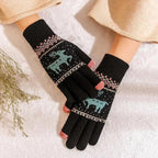 Colorful Christmas Deer Printed Warm Autumn Winter Comfortable Gloves For Men Women Cute Unisex Stylish Design Soft Full Finger Gloves Stevvex